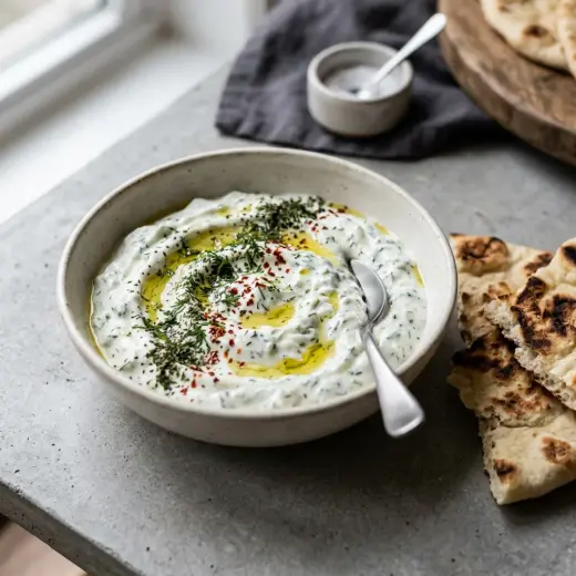 Kulhollinen haydaria, jonka pinnalla on oliiviöljyä ja tilliä