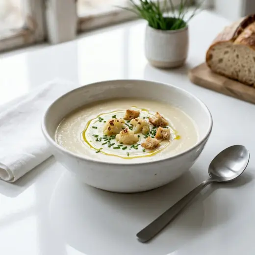 Kulhollinen kermaista kukkakaalikeittoa