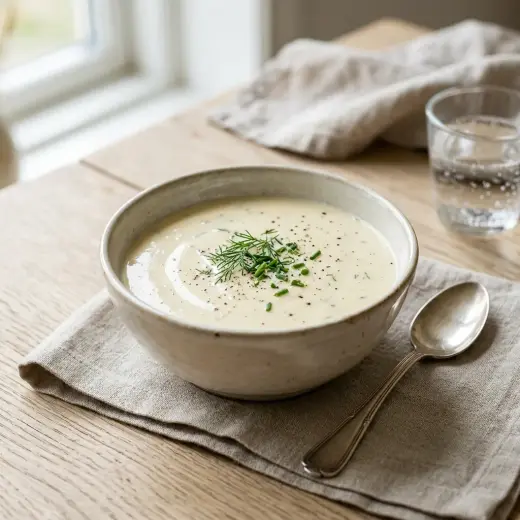 Kulhollinen sileää, vaaleaa kermakastiketta