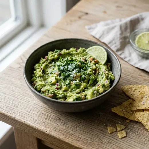 Kulhollinen kotitekoista guacamolea