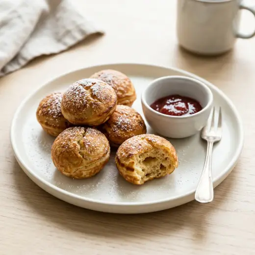 Kuva valmiista reseptistä Pakastetut æbleskiver-pallot airfryerissa