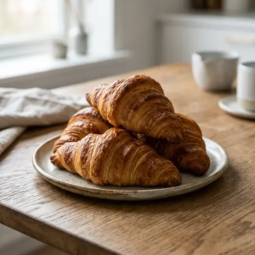 Airfryerissa paistetut croissantit, joiden pinta on kullanruskea