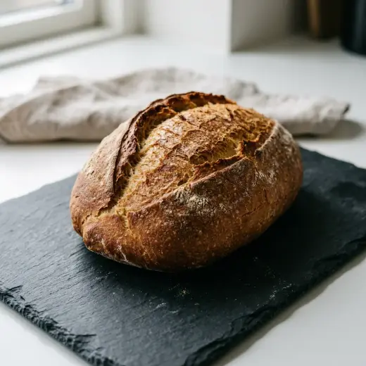 Kullanruskeaksi paistunut vaalea vuokaleipä