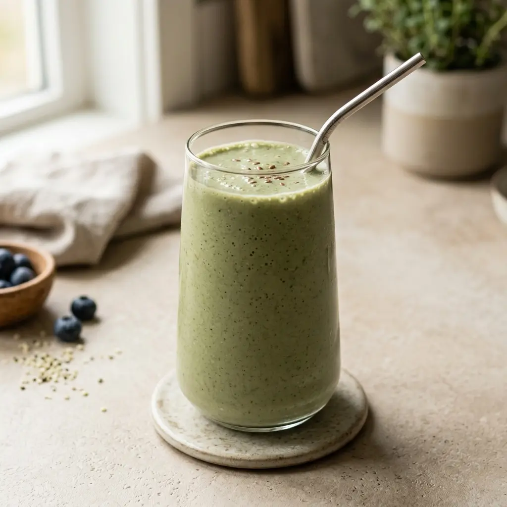 Lasillinen mustikkainen proteiinismoothie